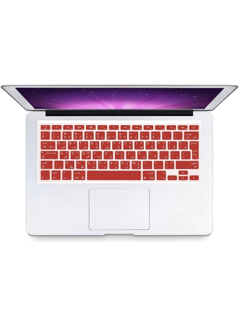 أمم غطاء لوحة مفاتيح عربي/إنجليزي لجهاز MacBook Air 13 وMacBook Pro 13/15/17 (2015 أو أقدم)، تخطيط iMac UK – واقي لوحة مفاتيح سيليكوني رقيق أحمر - Image 1