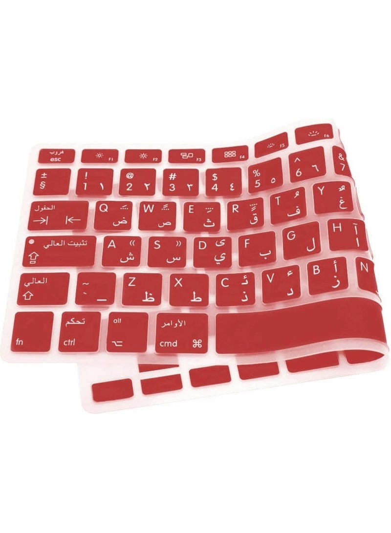 أمم غطاء لوحة مفاتيح عربي/إنجليزي لجهاز MacBook Air 13 وMacBook Pro 13/15/17 (2015 أو أقدم)، تخطيط iMac UK – واقي لوحة مفاتيح سيليكوني رقيق أحمر - Image 3