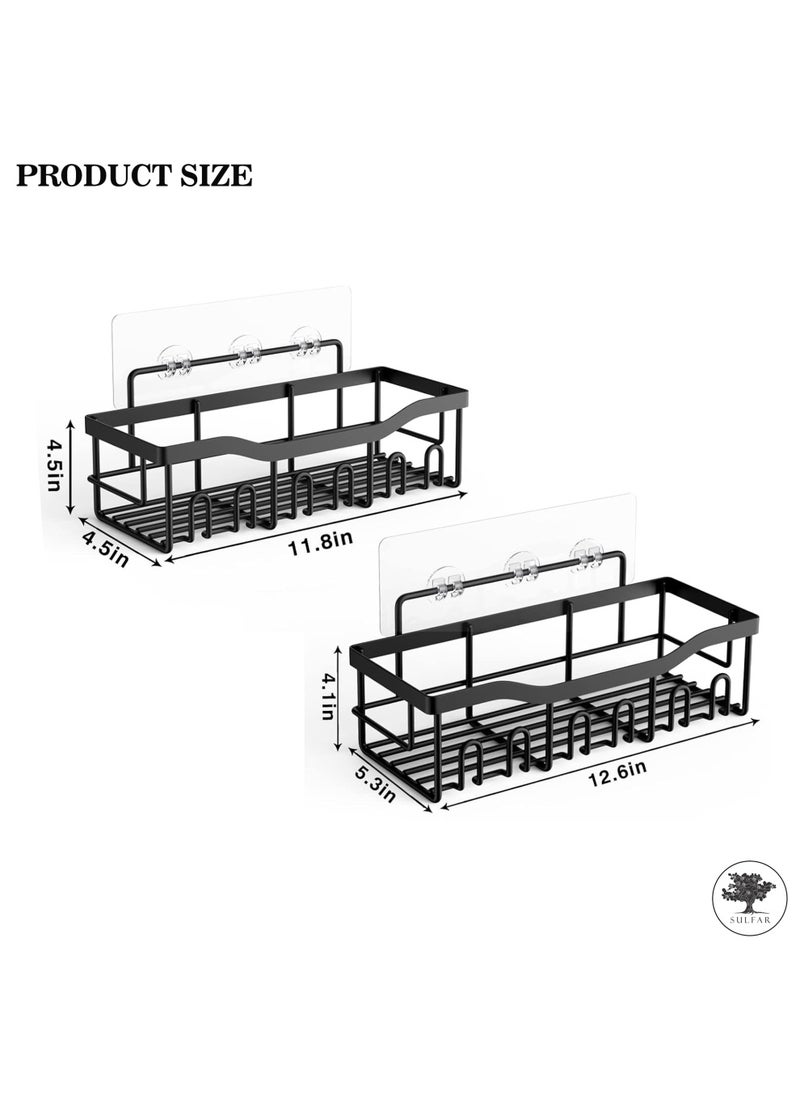 sulfar MS Bathroom Rack For Shampoo Organizer With Shelf Adhesive Bathroom Shelf Rack Self Adhesive Wall Storage Organizer For Kitchen And Bathroom (Black) Pack of 2  - Image 2