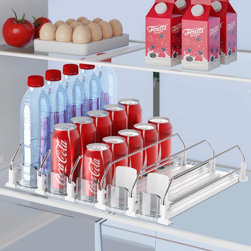 IBORING Drink Organizer for Fridge,Self Pushing Fridge Drink Organizer,Automatic Drink Dispenser for Fridge-Holds up to 25 Cans - Image 1