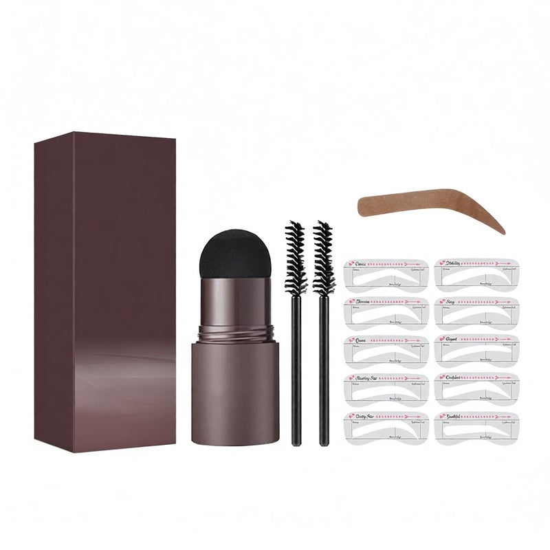 EELHOE Eyebrow Powder Stamp with Eyebrow Stencils Brow Brushes Hairline Powder Long Lasting Makeup Eyebrow Definer Shaping Set - Image 1