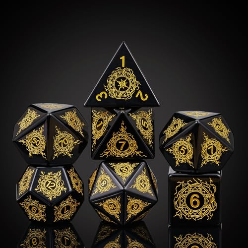 UDIXI Gemstone DND Dice Set 7PCS Obsidian Stone Dice Set DD with Gift Case for Role Playing Game and Tabletop Game - Image 1