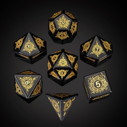 UDIXI Gemstone DND Dice Set 7PCS Obsidian Stone Dice Set DD with Gift Case for Role Playing Game and Tabletop Game - Image 5