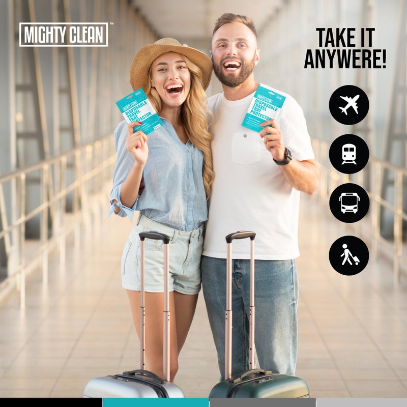 Mighty Clean 15 واقيات صينية سفر قابلة للاستخدام مرة واحدة من مايتي كلين │ مستلزمات السفر بالطائرة للأطفال والبالغين │ ضروري للطيران │ يوفر سطحًا نظيفًا وترفيهًا │ عبوة 15 قطعة - Image 5