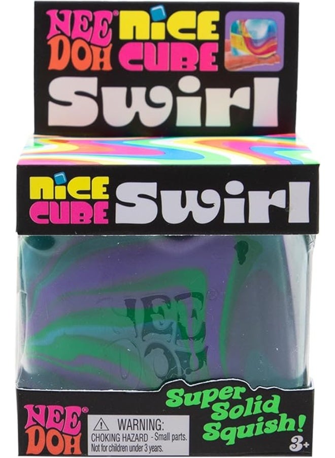 NeeDoh Nice Cube Swirl - Sensory Toy with a Super Solid Squish - Unique, Swirling Color Blend - Ages 3 and Up (Green) - Image 1