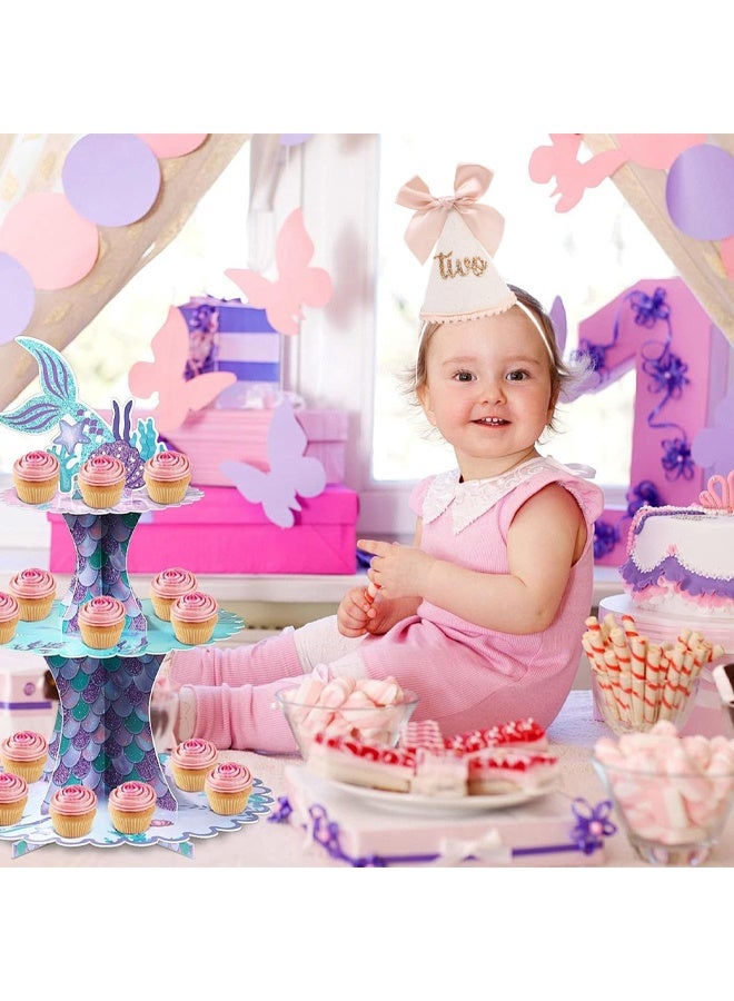 زينة عيد الميلاد الثاني للبنات، قبعة عيد ميلاد وردية لامعة، إكسسوار لملابس عيد الميلاد الثاني، قبعتان مخروطيتان كدعامة للتصوير الفوتوغرافي للاحتفال بعيد ميلاد فتاة تبلغ من العمر عامين - Image 4