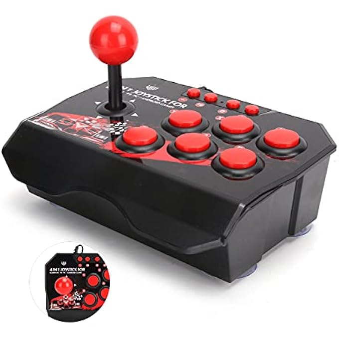 rayihni WIRED ARCADE JOYSTICK GAME ACCESSORY WITH METAL JOYSTICK AND 6 BUTTONS FOR SWITCH PC PS3, MADE WITH COMFORT AND ERGONOMICS - Image 1