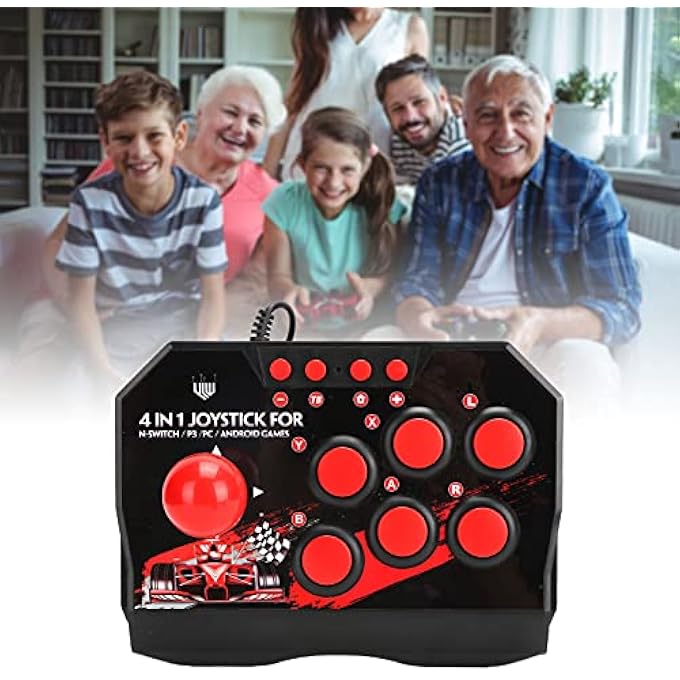 rayihni WIRED ARCADE JOYSTICK GAME ACCESSORY WITH METAL JOYSTICK AND 6 BUTTONS FOR SWITCH PC PS3, MADE WITH COMFORT AND ERGONOMICS - Image 3