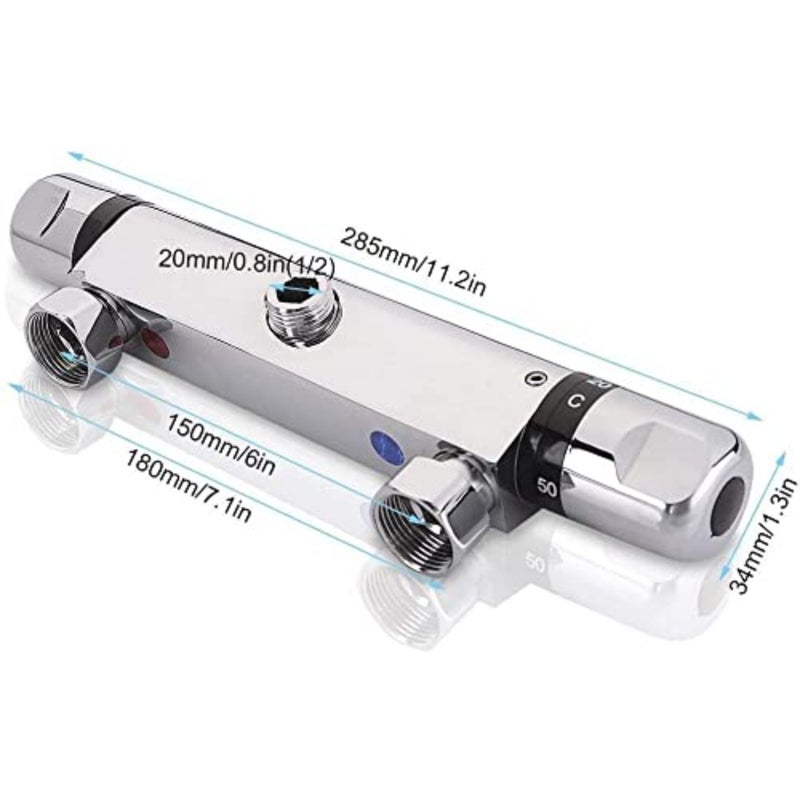 Chrome Thermostatic Shower Mixer, Wall Mounted Shower Mixer Valve Anti Scald Tap, Hot and Cold Water Mixer Intelligent Constant Temperature - Image 4