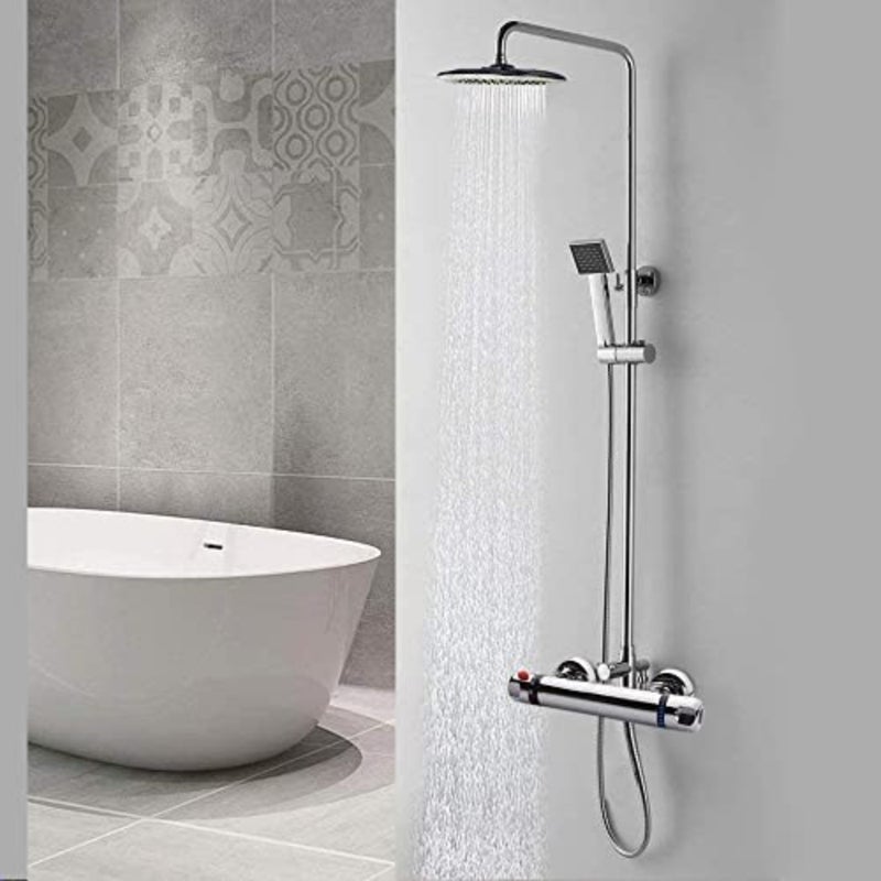 Chrome Thermostatic Shower Mixer, Wall Mounted Shower Mixer Valve Anti Scald Tap, Hot and Cold Water Mixer Intelligent Constant Temperature - Image 5