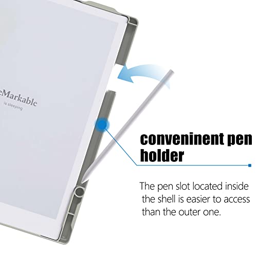 E NET-CASE ENET-CASE Case for Remarkable 2 Paper Tablet- Multi-Viewing Adjustable Folding Book Folio Cover - with Built-in Pen Holder - for 10.3" 2020 Released (Gray) - Image 2