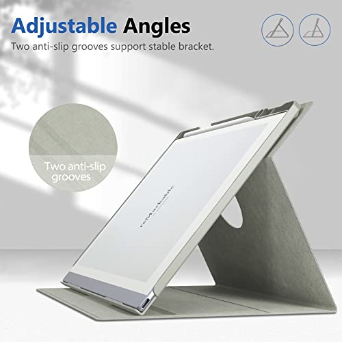 E NET-CASE ENET-CASE Case for Remarkable 2 Paper Tablet- Multi-Viewing Adjustable Folding Book Folio Cover - with Built-in Pen Holder - for 10.3" 2020 Released (Gray) - Image 4