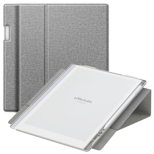 E NET-CASE ENET-CASE Case for Remarkable 2 Paper Tablet- Multi-Viewing Adjustable Folding Book Folio Cover - with Built-in Pen Holder - for 10.3" 2020 Released (Gray) - Image 1