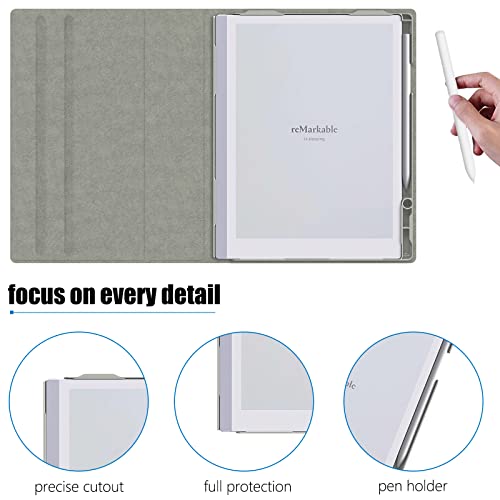 E NET-CASE ENET-CASE Case for Remarkable 2 Paper Tablet- Multi-Viewing Adjustable Folding Book Folio Cover - with Built-in Pen Holder - for 10.3" 2020 Released (Gray) - Image 5