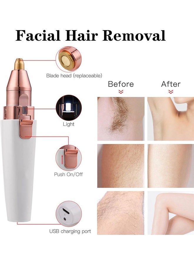 بولوز إزالة شعر الوجه للنساء، الأنف الشعر مقطع القابلة لإعادة الشحن 2-1 الحاجب حلاقة المحمولة الحلاقة الكهربائية آلام إزالة الشعر الجهاز للوجه الأنف الخوخ فوز الجسم اللحية الشفاه الذكنة إزالة الشعر الإناث - Image 2