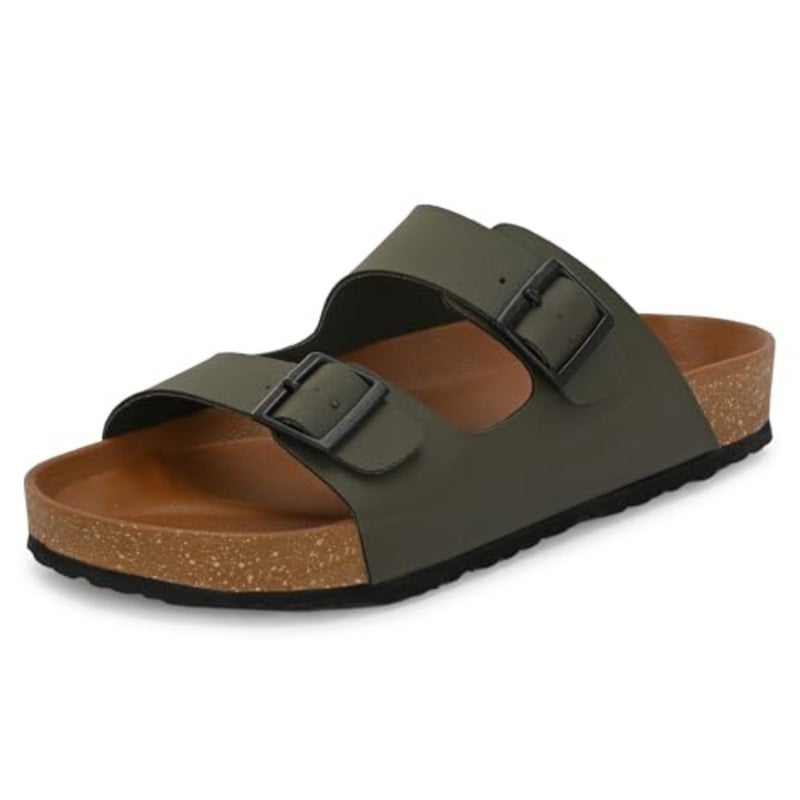 Everyday flip flops for men and boys: PU padding footbed, bounce back technology, comfortable lightweight waterproof sliders in black - Image 1