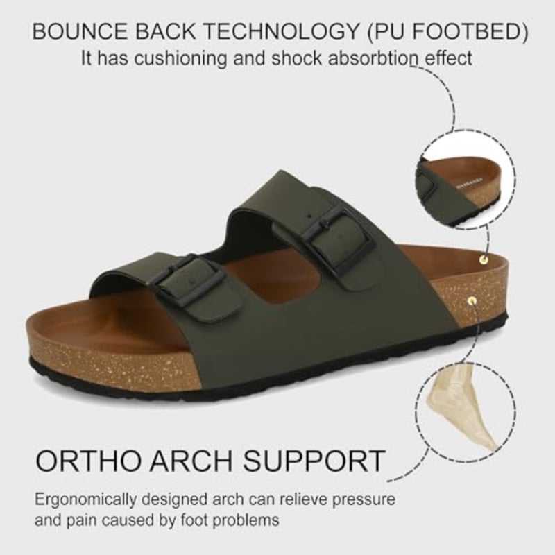 Everyday flip flops for men and boys: PU padding footbed, bounce back technology, comfortable lightweight waterproof sliders in black - Image 4
