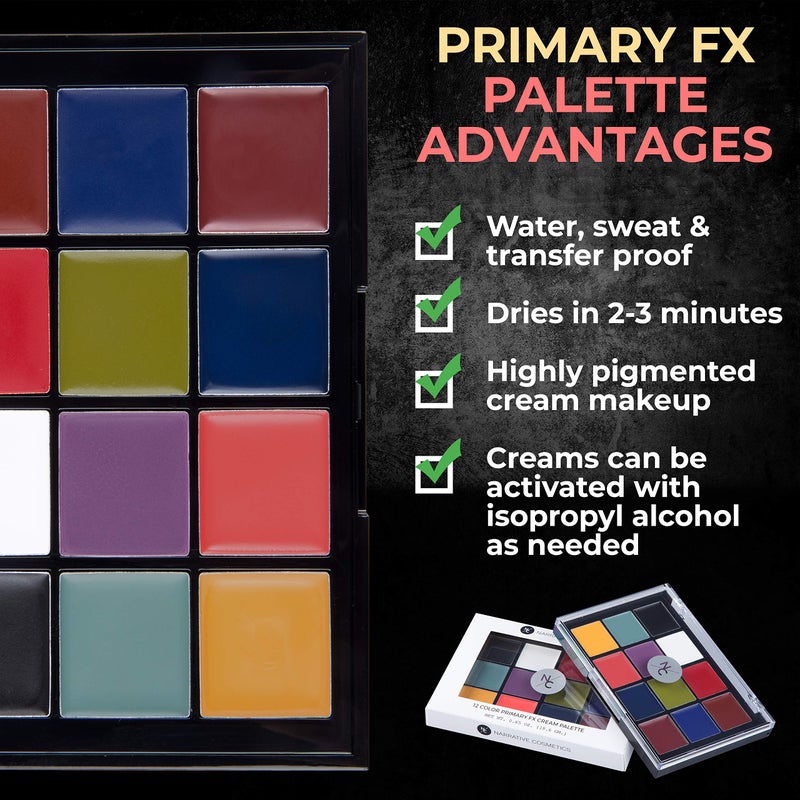 Narrative Cosmetics 12-Color Primary FX Cream Palette, Professional Quick Drying Waterproof SFX Makeup for the Stage, Film, Costumes, Cosplay - Image 3
