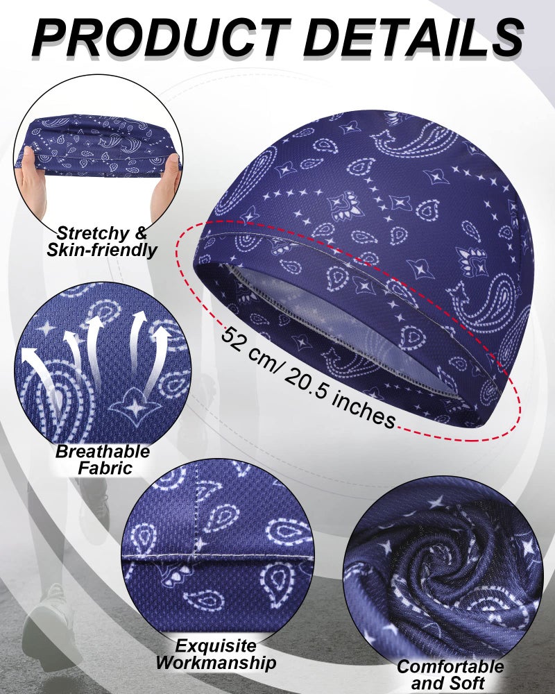 Jeere 9 Pcs Cooling Skull Cap Camo Liner Sweat Wicking Lightweight Cycling Cap Running hat for Men Women(Mixed,Paisley) - Image 2