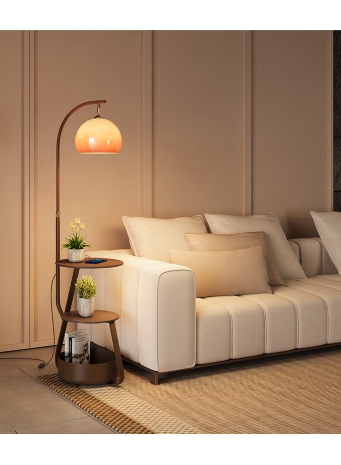 Living Room Sofa Corner Floor Lamp with Storage Rack Cream Style High-Level Vertical Table Lamp Bedroom Bedside Table Lamp - Image 1