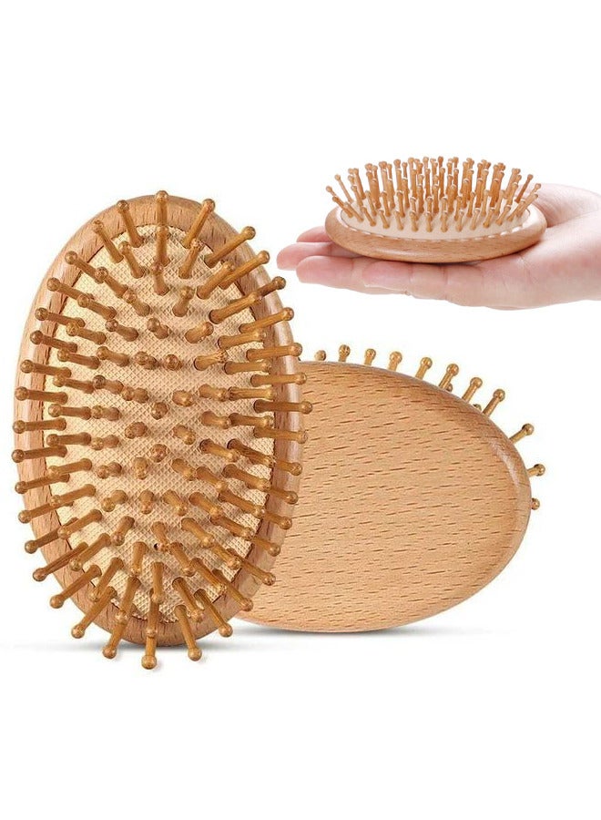 فرشاة تدليك الشعر ، فرشاة الشعر ، فرش الشعر ذات الشعر الخشن الخشبي ، بدون تصميم مقبض ، وضعها بسهولة في حقيبة مستحضرات التجميل المحمولة ، دبابيس خشبية مستديرة مضادة للكهرباء الساكنة تحمي فروة الرأس وال - Image 1