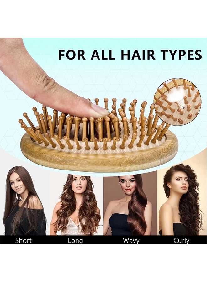 فرشاة تدليك الشعر ، فرشاة الشعر ، فرش الشعر ذات الشعر الخشن الخشبي ، بدون تصميم مقبض ، وضعها بسهولة في حقيبة مستحضرات التجميل المحمولة ، دبابيس خشبية مستديرة مضادة للكهرباء الساكنة تحمي فروة الرأس وال - Image 3