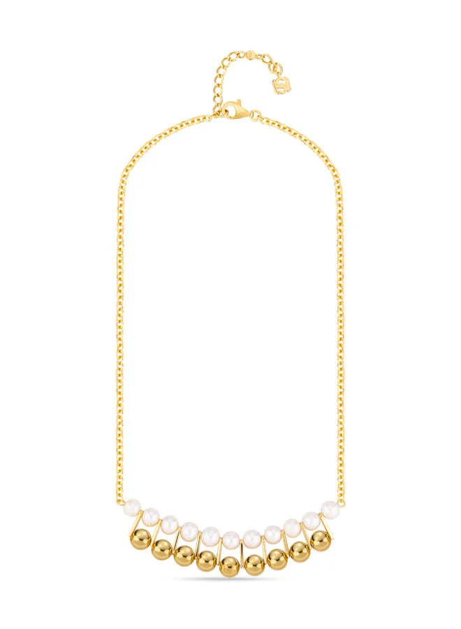 Saint Honore Paris Celeste 925 Silver FreWater Pearls Double Layer Necklace With Sil Beads - 400+50mm