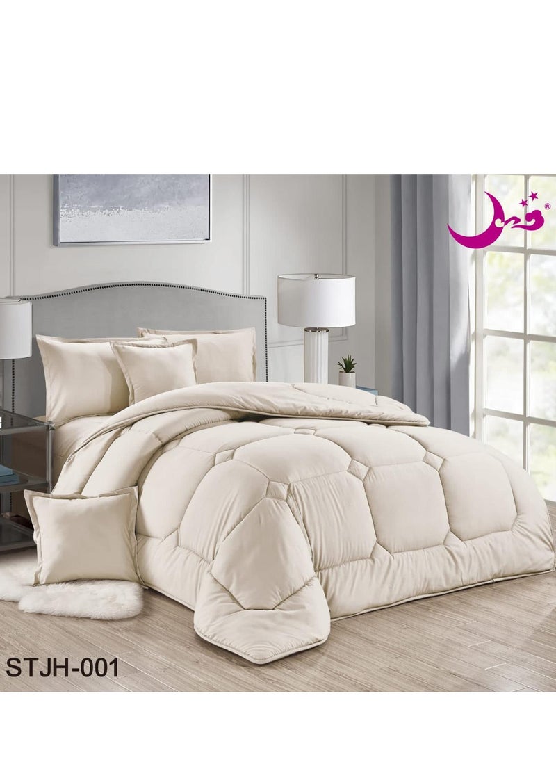 مون - طقم لحاف مفرش سرير نفرين ملكي ومريح وناعم 6 قطع مزدوج  سادة - Image 1