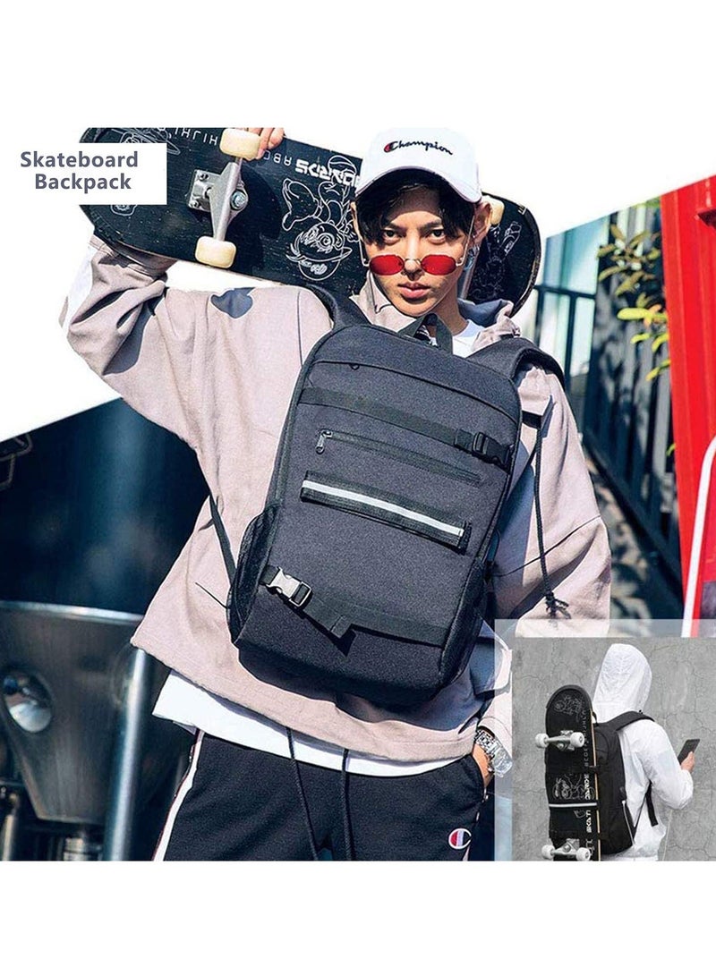 Generic Skateboard Backpack Laptop Backpack Rucksack with USB Charging Port AntiTheft Lock Water Resistant Fits up to 15617 Inch Laptop for College School Business Travel Men BoyBlack  - Image 3