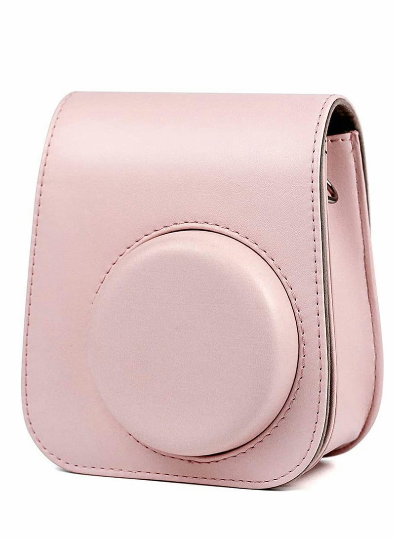 Excefore Case for Fujifilm Instax Mini 11 Case PU Leather Instant Camera Cover with Adjustable Strap Designed Cover Blush Pink - Image 4