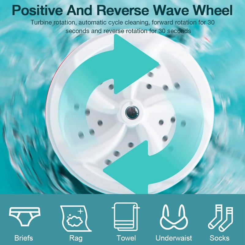 AVCXEC Ultrasonic Mini Washing Machine, Portable Mobile Washing Machine with Switch, Multifunctional Ultrasonic Turbine with USB for Motorhomes, Dormitories, Home, Travel, Camping - Image 4