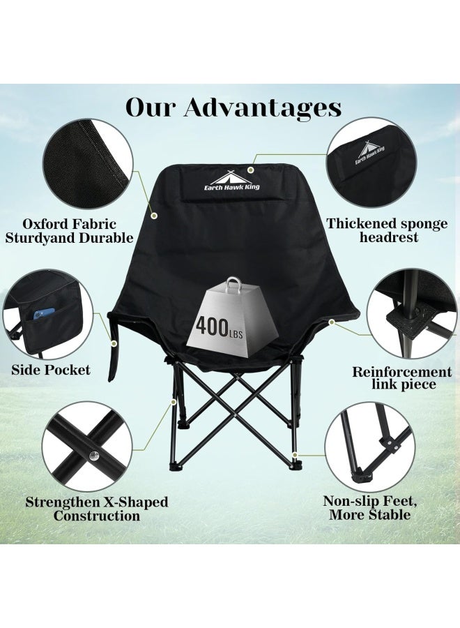 SKY-TOUCH Black Portable Folding Camping Chair with Fully Padded Seat and Backrest, Comes with Carry Bag and Side Pockets, Suitable for Outdoor Fishing, Hiking, Backpacking, Picnic, Beach, Traveling. - Image 3