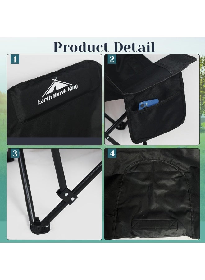SKY-TOUCH Black Portable Folding Camping Chair with Fully Padded Seat and Backrest, Comes with Carry Bag and Side Pockets, Suitable for Outdoor Fishing, Hiking, Backpacking, Picnic, Beach, Traveling. - Image 5