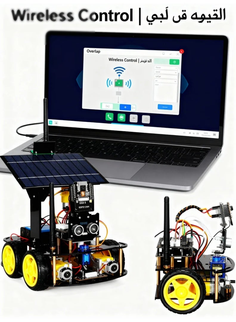 robotgcc ESP32 AI Vision Solar Smart Robot Car Kit – WiFi HD Streaming, Face & Object Recognition, Dual Solar + Battery Power, Infrared Line Tracking, Ultrasonic Obstacle Avoidance, Pan-Tilt Camera, Arduino IDE & MicroPython Coding STEM Kit - Image 5