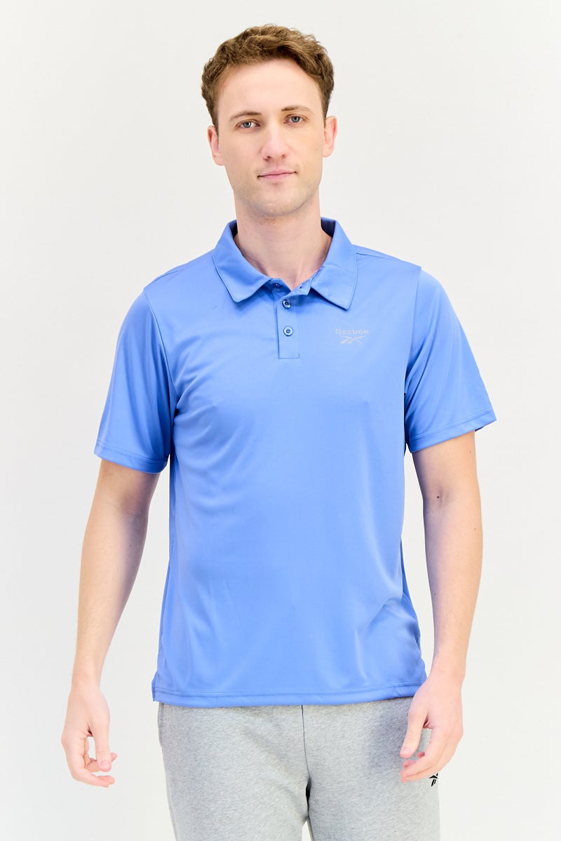 Reebok تي شيرت بولو قصير الأكمام للرجال، رياضي، خارجي، أزرق - Image 1