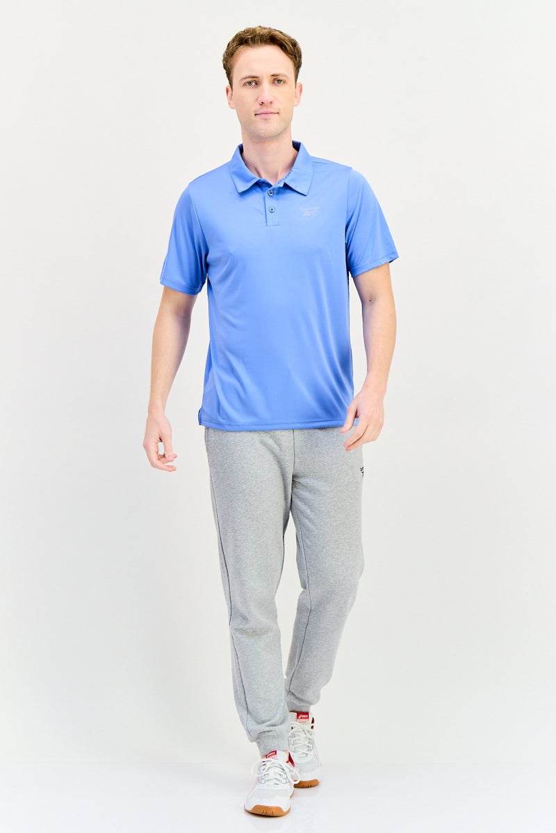 Reebok تي شيرت بولو قصير الأكمام للرجال، رياضي، خارجي، أزرق - Image 4