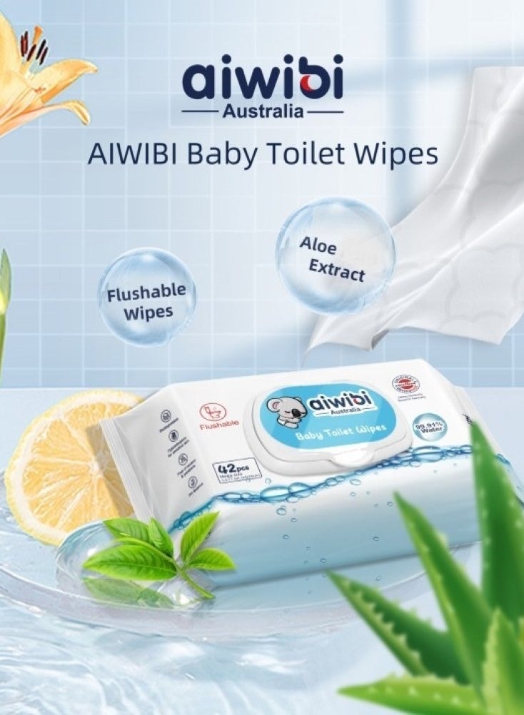 Aiwibi 99.91% Water -  Baby Toilet Wipes (Flushable) 1x42pcs - Image 2
