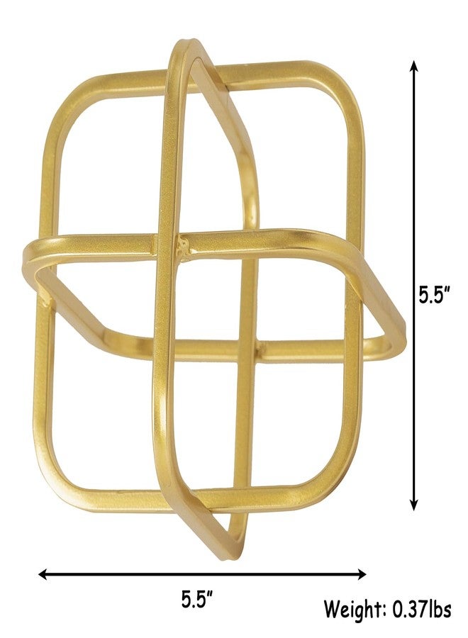 TICKCACY 5.5" Gold Metal Geometric Sculpture, Modern Square Decorative Sphere, Small Tabletop Decoration Ball for Home Office Table Shelf Living Room Bedroom Desk Decor - Image 2