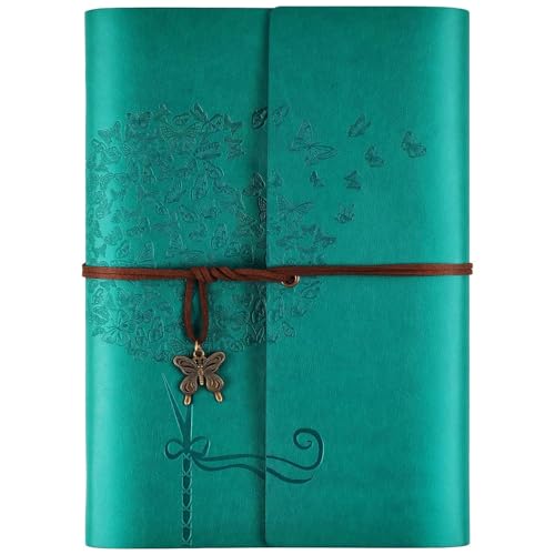 OMEYA Leather Journal Notebook, Refillable Writing Journal Diary Planner，Gifts For Women,Men, Girls, Sister, Friends (Blue, A5-9.3''×6.3'') - Image 1