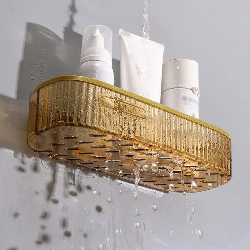Snivy Snivy Wall-Mounted Punch-Free Bathroom Shelf Transparent Waterproof Plastic Hanging Storage Rack Drill-Free & Quick-Dry Shower Shelf for Shower Room Bathroom Kitchen - 1 Pc  - Image 4
