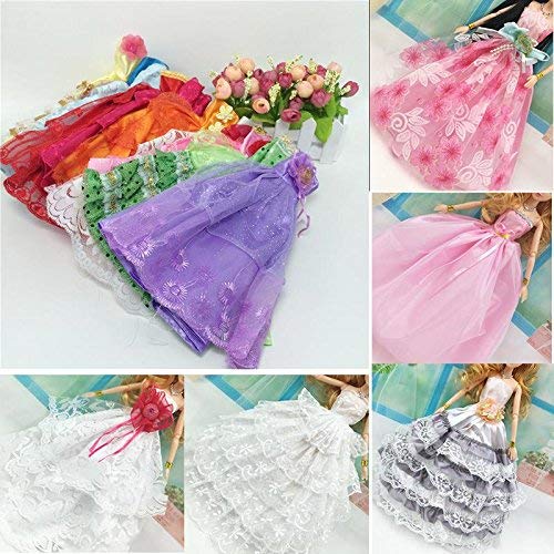 iDream Doll Accessories Wedding Gown Dress Set for Dolls Bridal Collection - Perfect for Kids' Dollhouse Play, Styling and Gifting (Multicolor, Pack of 5) - Image 2