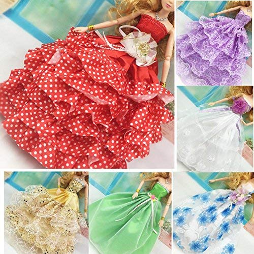 iDream Doll Accessories Wedding Gown Dress Set for Dolls Bridal Collection - Perfect for Kids' Dollhouse Play, Styling and Gifting (Multicolor, Pack of 5) - Image 3