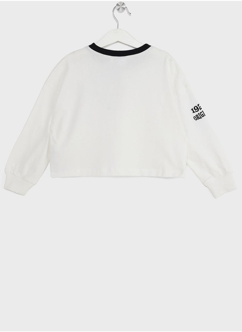 DeFacto - Girl Licensed Mickey & Minnie (Standard Characters) Cropped Fit Long Sleeve T-Shirt - Image 1