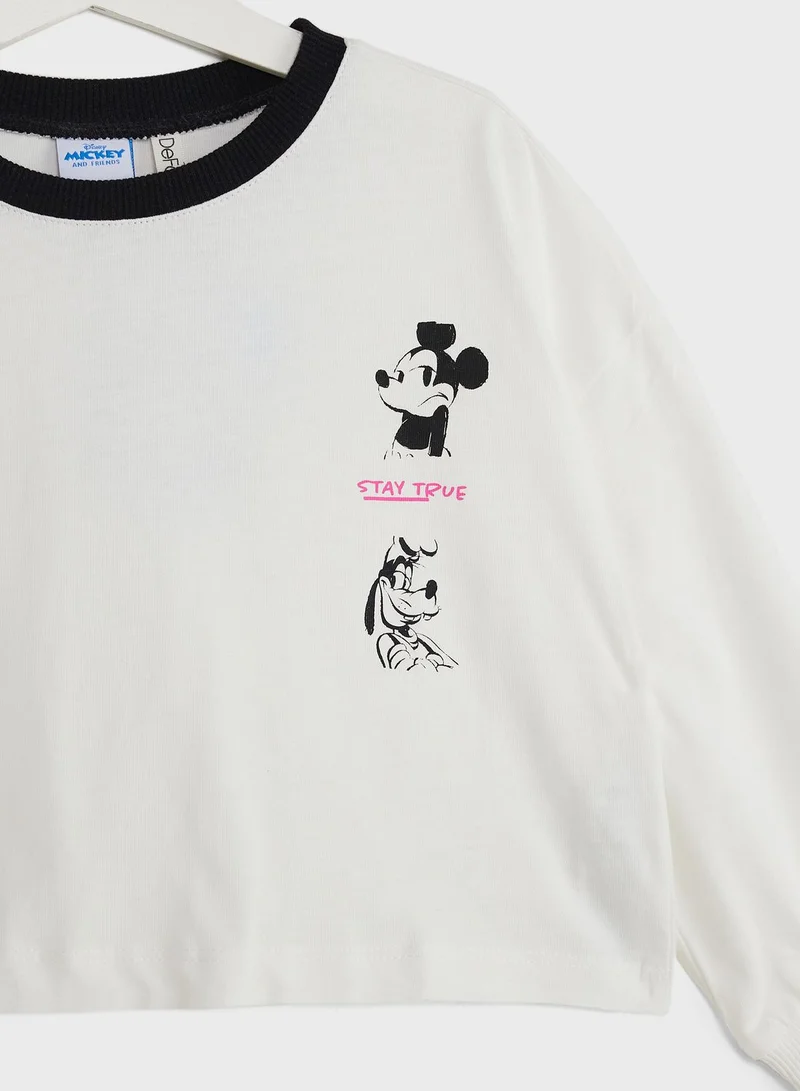 DeFacto Girl Licensed Mickey & Minnie (Standard Characters) Cropped Fit Long Sleeve T-Shirt