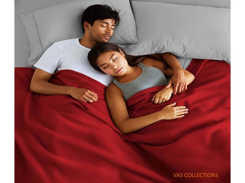 VAS COLLECTIONS VAS COLLECTION 300 TC All Season Solid/Plain Lightweight Polar Fleece Single Bed Blanket (152 x 230 cm, Maroon & Red) - Image 4
