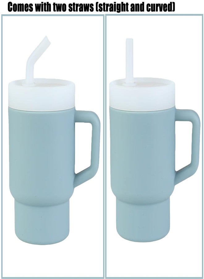 PandaEar Kids Tumbler Silicone Toddler Cup with Straw and Handle, 9.5oz Spill-Proof Training Cup for Baby, BPA-Free, Easy to Clean -Blue (Blue) - Image 5