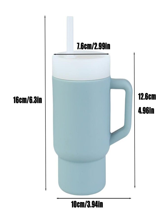 PandaEar Kids Tumbler Silicone Toddler Cup with Straw and Handle, 9.5oz Spill-Proof Training Cup for Baby, BPA-Free, Easy to Clean -Blue (Blue) - Image 4