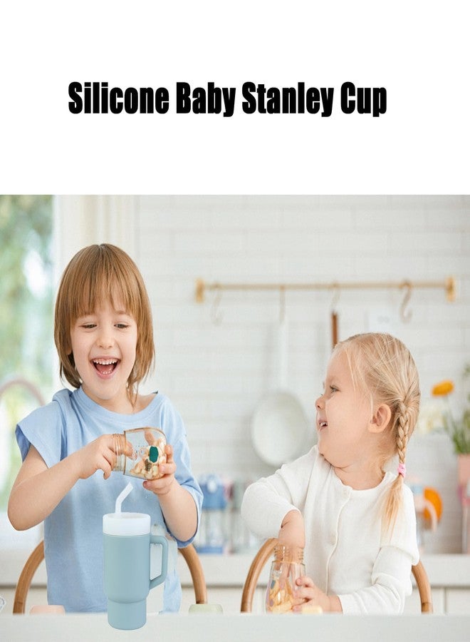 PandaEar Kids Tumbler Silicone Toddler Cup with Straw and Handle, 9.5oz Spill-Proof Training Cup for Baby, BPA-Free, Easy to Clean -Blue (Blue) - Image 3