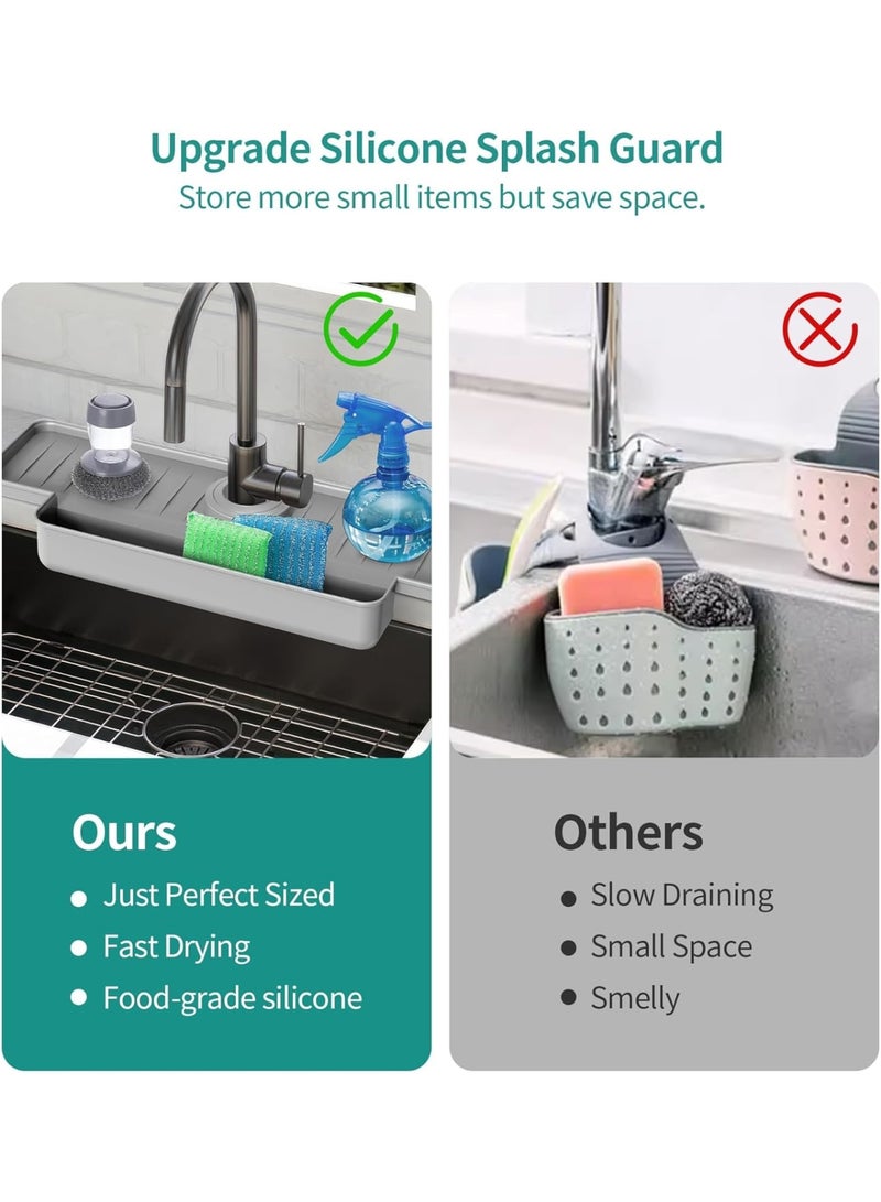 SOLARAE Kitchen Faucet Sink Splash Guard, Silicone Faucet Water Catcher Mat, Kitchen Sink Splash Guard Upgraded Faucet Water Catcher Tray, for Kitchen Bathroom Countertop - Image 2