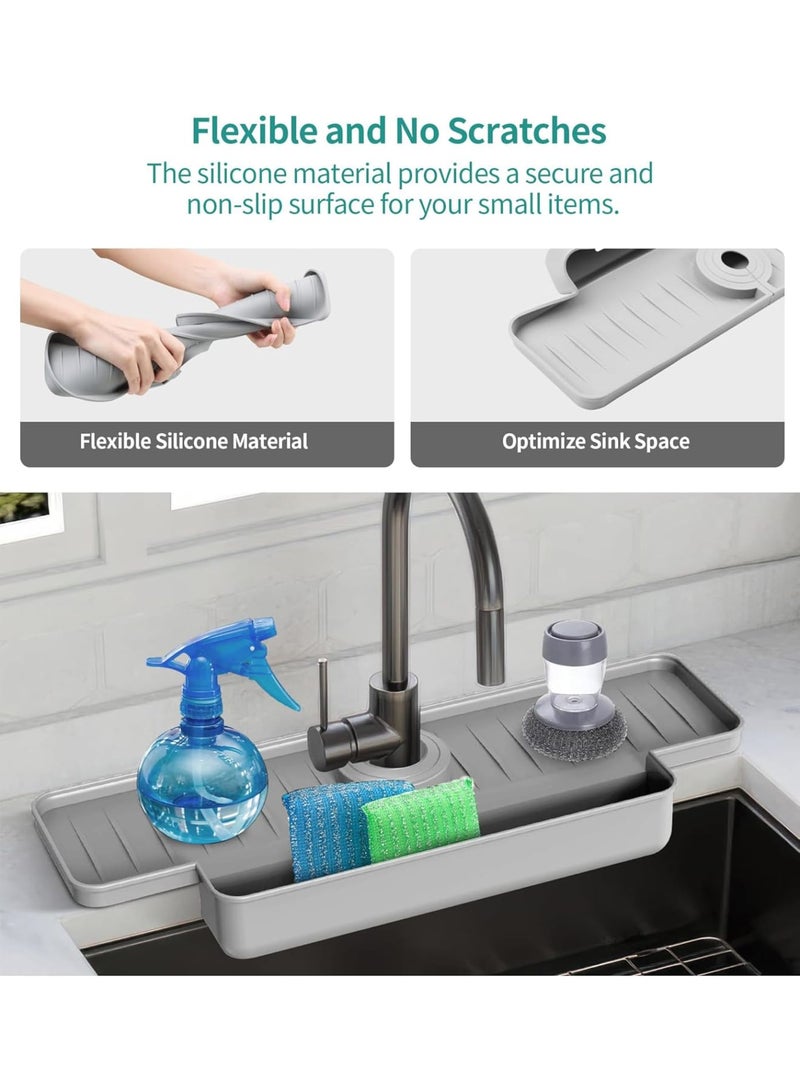 SOLARAE Kitchen Faucet Sink Splash Guard, Silicone Faucet Water Catcher Mat, Kitchen Sink Splash Guard Upgraded Faucet Water Catcher Tray, for Kitchen Bathroom Countertop - Image 4